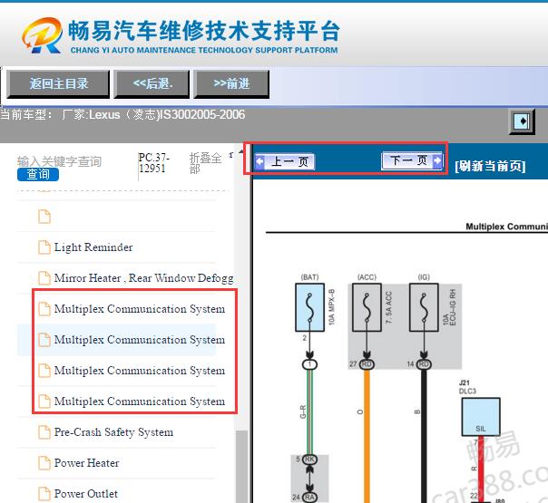 2005-2006年雷克萨斯IS300网络通讯电路图