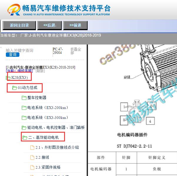 2018-2019年吉利全球鹰EX3驱动电机针脚