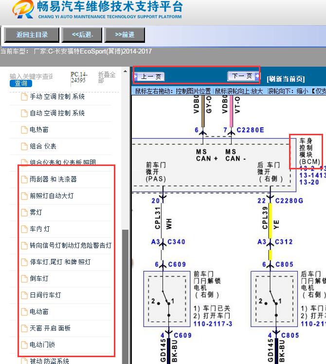 2014-2017年福特翼博车身电脑电路图