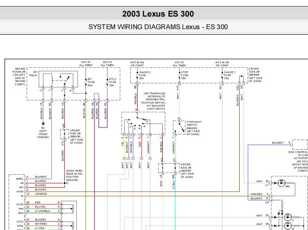 2003年雷克萨斯ES300变速箱电路图