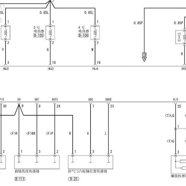 2011-2013年三菱劲炫4B11 发动机凸轮轴位置传感器电路图.