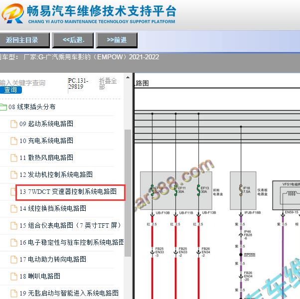 2021-2022年广汽乘用车-影豹（EMPOW）变速箱电路图