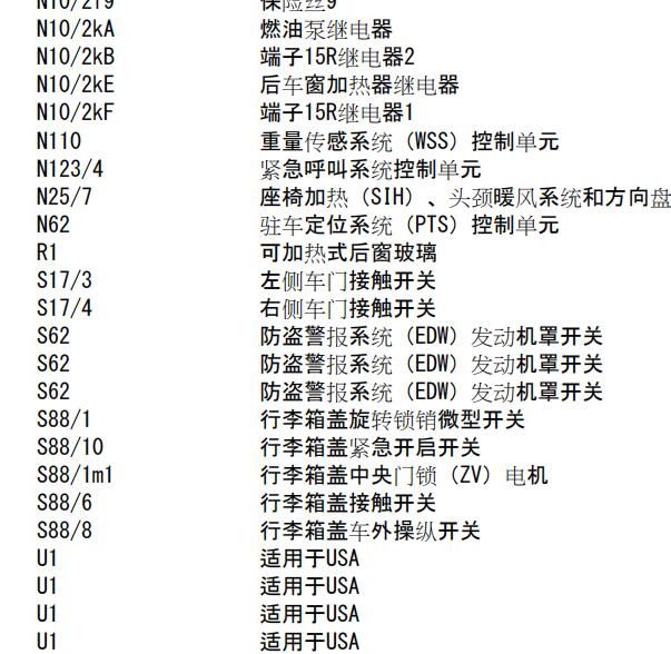 2005年奔驰SLK200行李箱电路图