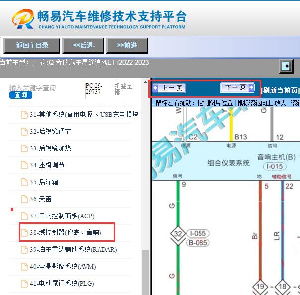 2022-2023年奇瑞星途追风ET-i仪表电路图