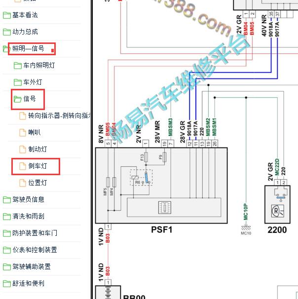 2015年标致308 倒车灯开关
