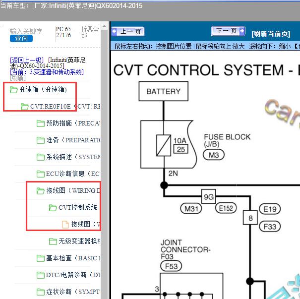 2014年英菲尼迪QX60变速箱电路图