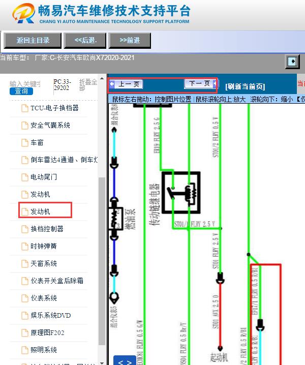 2020-2021年长安欧尚X7起动机电路图