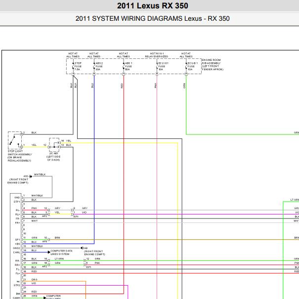 2011年雷克萨斯RX350 ABS电路图