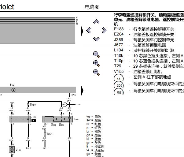 2066年大众甲壳虫行李箱电路图