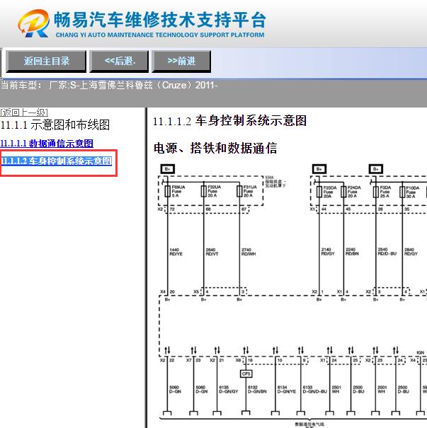 2011年雪佛兰科鲁兹车身电脑电路图