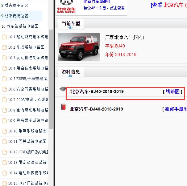 2018-2019年北京汽车BJ40全车电路图