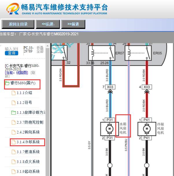 2019-2021年年长安汽车-睿行M60风扇电路图