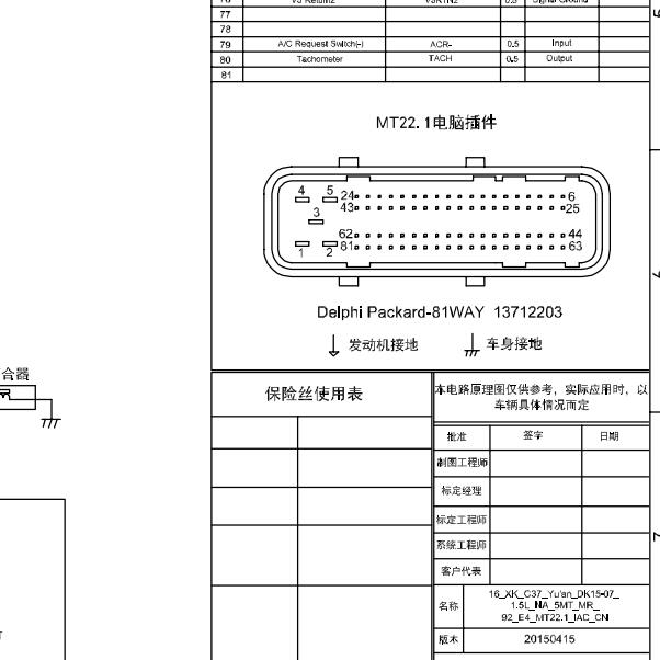 MT22系统发动机电路图及针脚