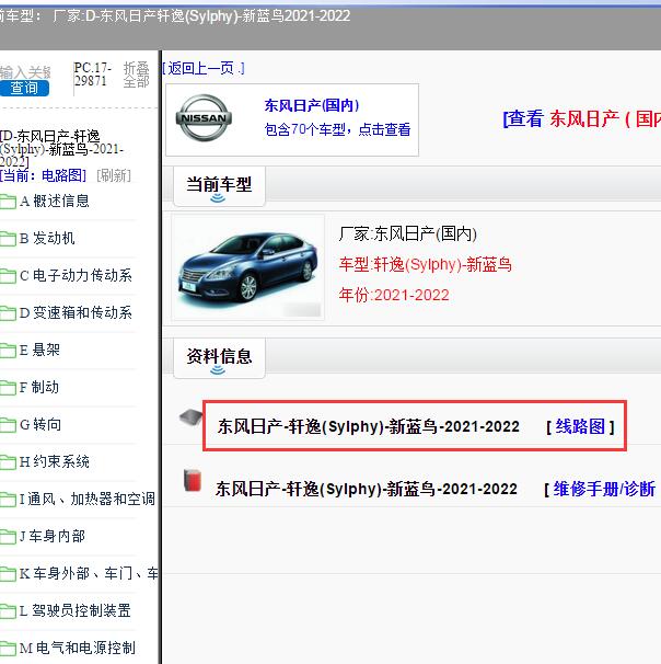 2021-2022年东风日产轩逸（Sylphy）新蓝鸟全车电路图.