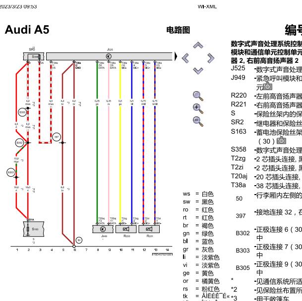 2020年奥迪RS5音响系统电路图