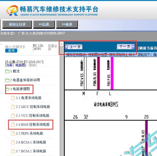 2016-2017年众泰Z500EV动力电池电路图