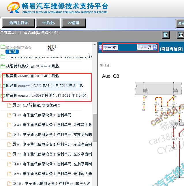 2014年奥迪Q3娱乐音响系统电路图