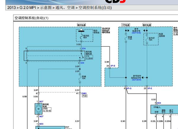 2013年现代索纳塔空调电路图