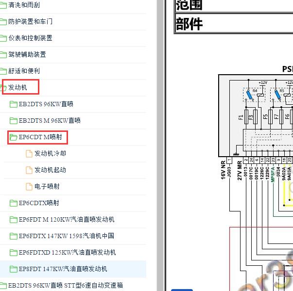 2014-2018年标致雪铁龙DS6 发动机电路图