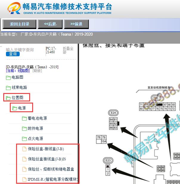 2019-2020年日产天籁继电器位置