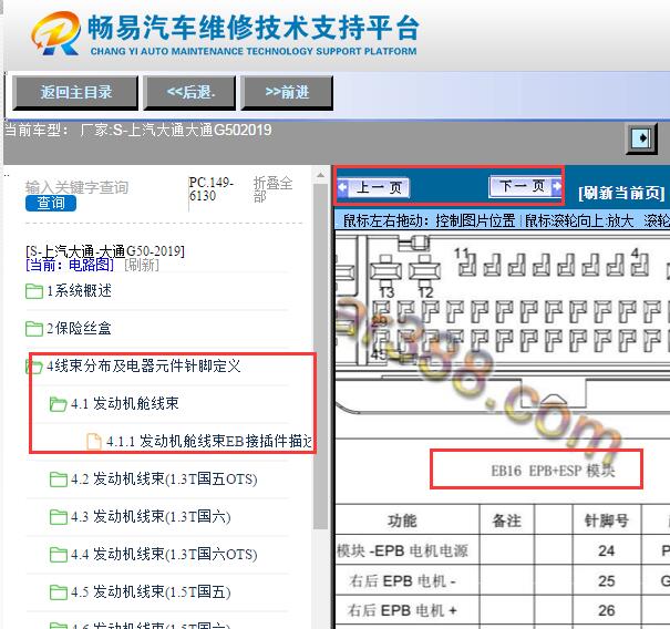 2019年大通G50电子手刹模块位置