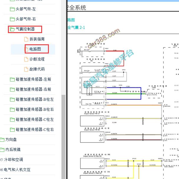 2018-2019年蔚来ES8 气囊电路图