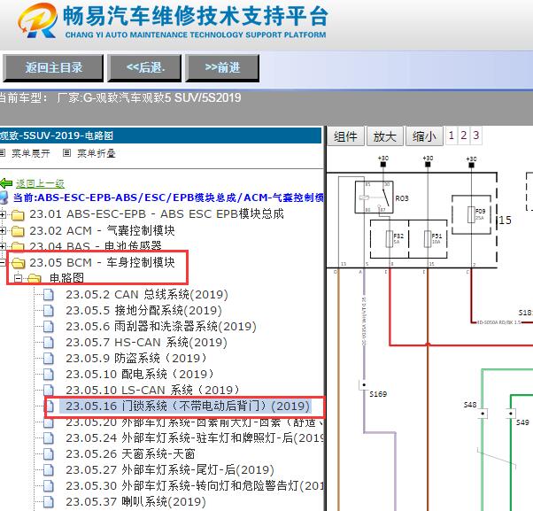 2019年观致5SUV 5S中控门锁电路图