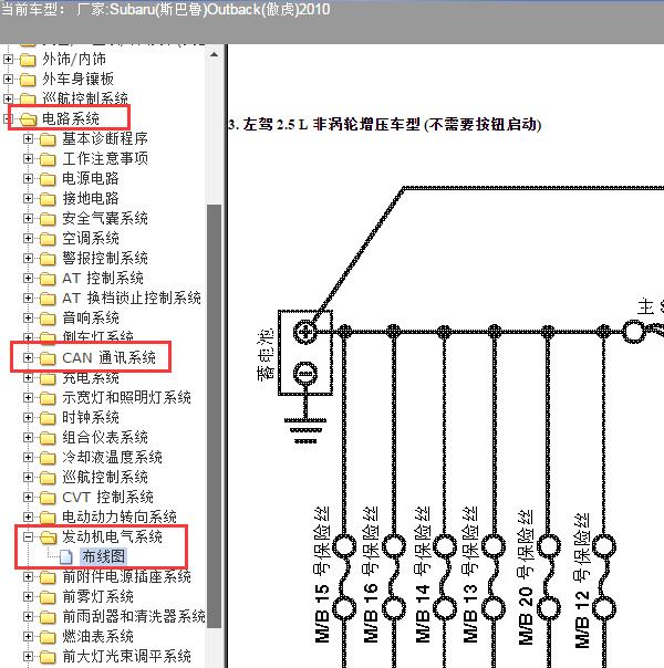 2010年斯巴鲁傲虎发动机及通讯电路图