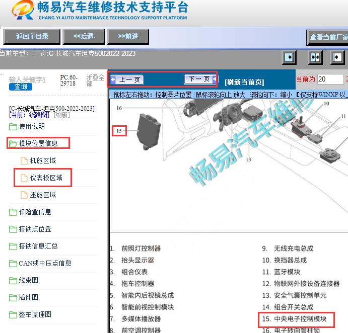 2022-2023年长城坦克500中央电子模块位置