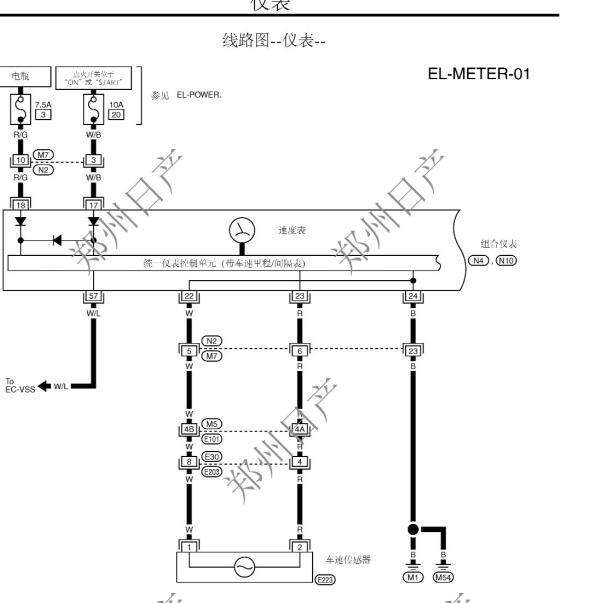 郑州日产D22 仪表电路图