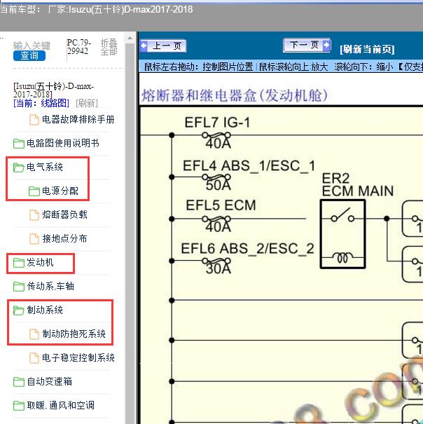 2017-2018年Isuzu(五十铃)-D-max发动机，ABS及电源电路图