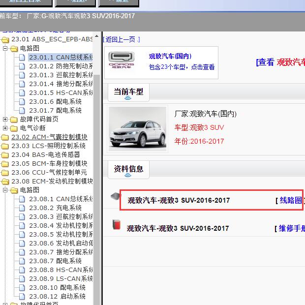 2016-2017年观致汽车-观致3 SUV电路图