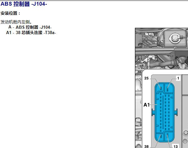 2012年奥迪A5 ABS针脚和电路图