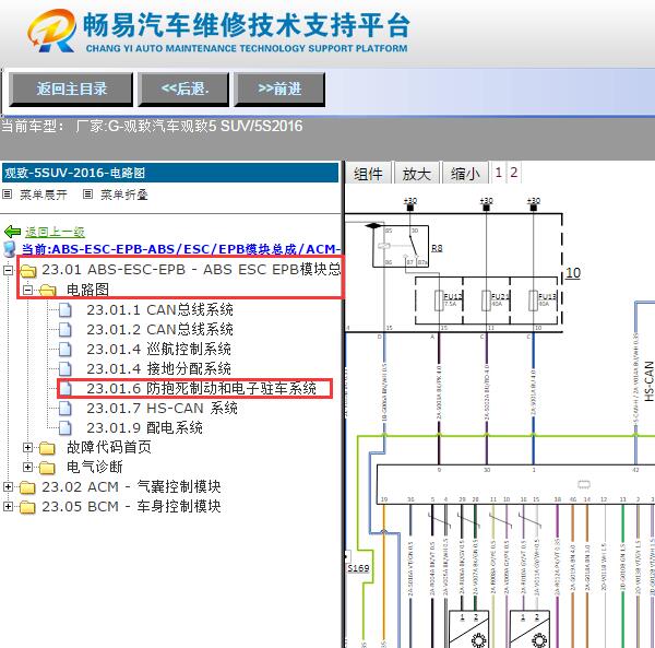 2016年观致5SUV 5S电子手刹电路图