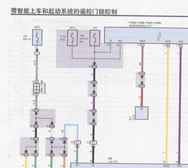 2005年丰田皇冠智能钥匙和门锁电路图