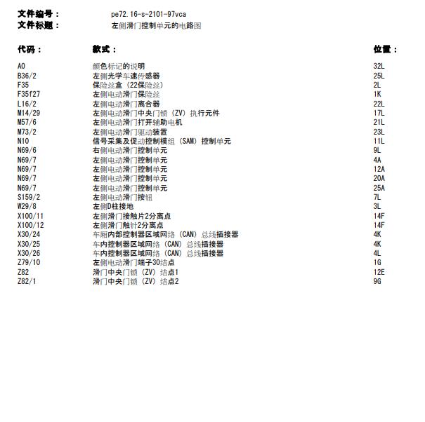 2012年奔唯雅诺左中门锁电路图