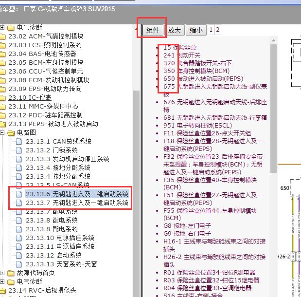 2015年观致汽车-观致3 SUV中控遥控锁线路图及数字对应资料