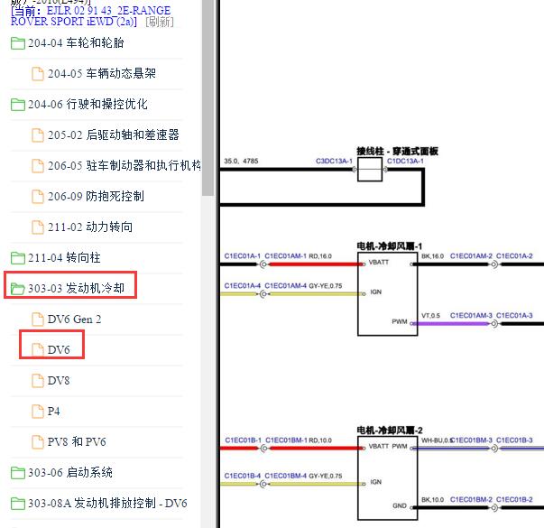 2016年路虎揽胜运动版风扇电路图