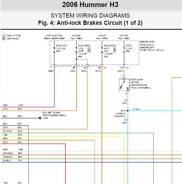 2006年悍马H3 ABS电路图
