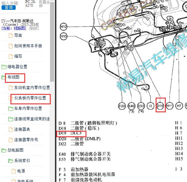 2015年丰田柯斯达 OBD诊断位置