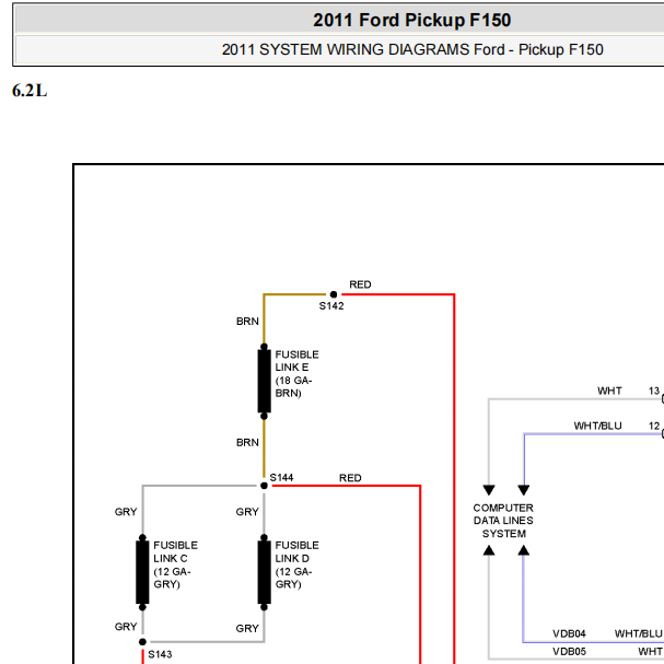 2011年福特猛禽F150点火开关及保险电路图