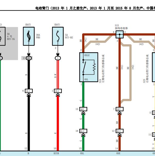 2012年丰田酷路泽尾门电路图