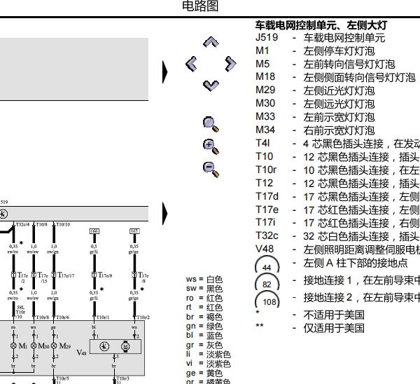 2007年奥迪A6L灯光和车身电脑电路图