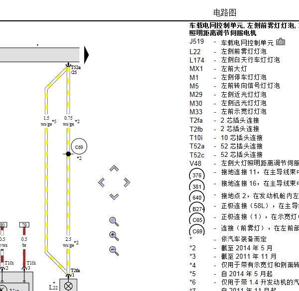 2012年大众途欢雾灯电路图