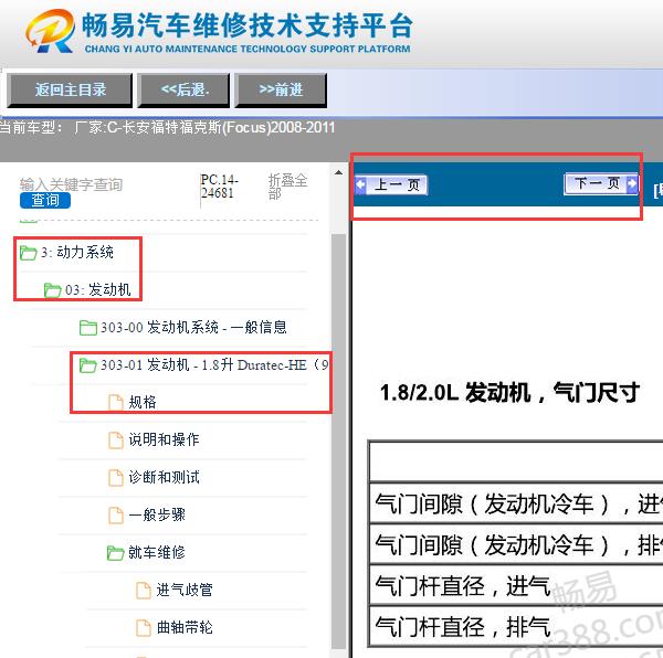 2008-2011年福特福克斯发动机气门尺寸数据