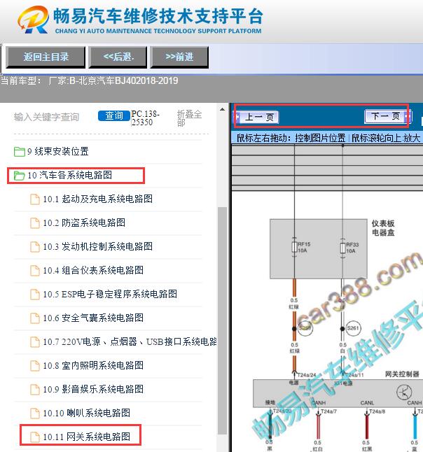2018-2019年北京汽车BJ40网关电路图