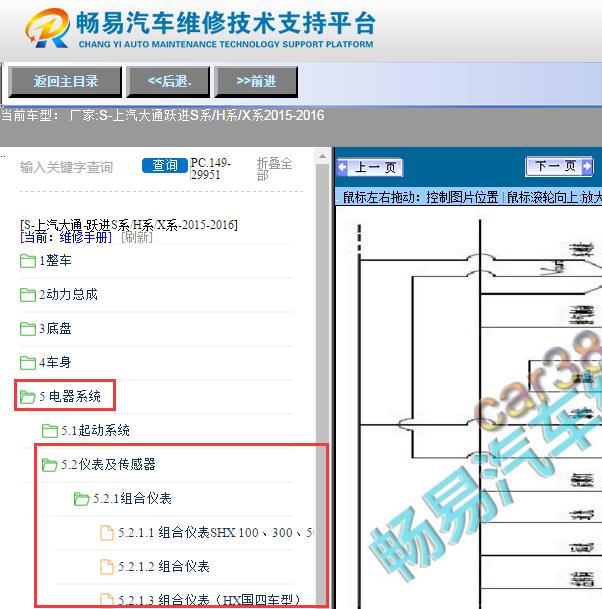 2015-2016年上汽大通-跃进S系 H系 X系仪表电路图