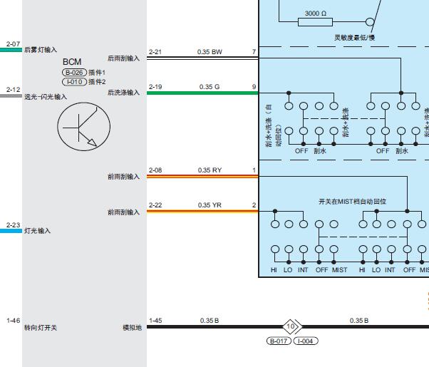 2019年奇瑞瑞虎5x雨刮电路图