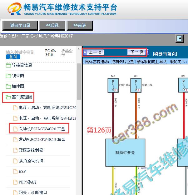 2017年长城哈弗H6刹车灯开关电路图