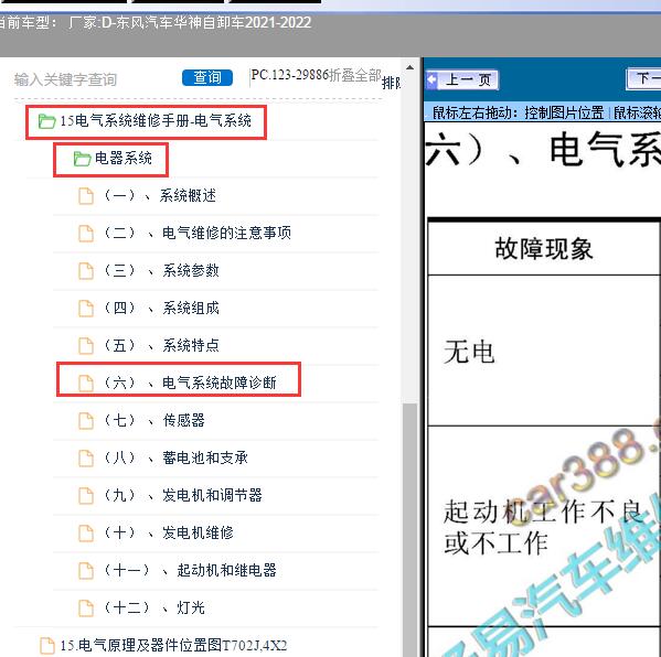 2021-2022年东风汽车-华神自卸车电气系统故障诊断